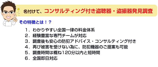 名付けて、コンサルティング付き盗聴器・盗撮器発見調査