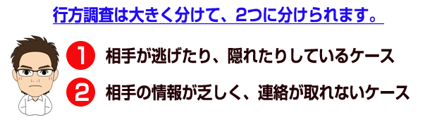 行方調査を2つに分類